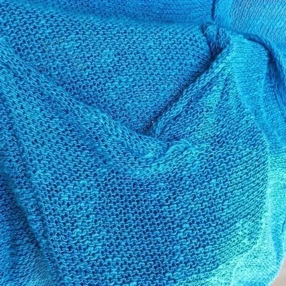 Coldwater Creek Teal 3/4 sleeve long sweater size L - Picture 6 of 7